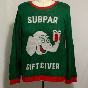 Ugly Christmas Sweater White Elephant Subpar Gift Giver Green Red Men Women XS